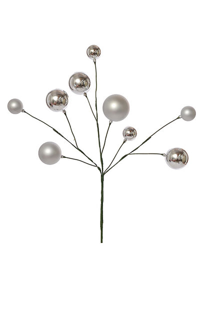 24" Pick Shiny Matte Ornament Silver