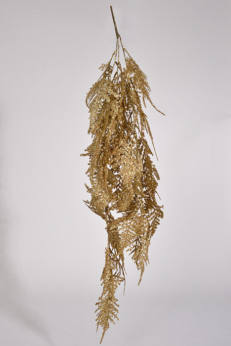 35" Glitter Asparagus Spray Gold