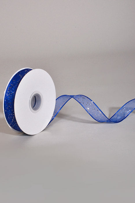 5/8" X 25Yds Wired Sparkle Sheer Ribbon Royal Blue