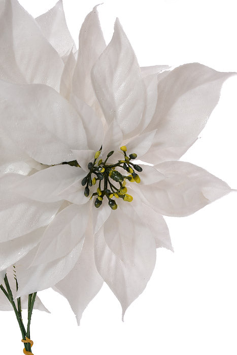 11" Poinsettia Head White CS/100Pcs