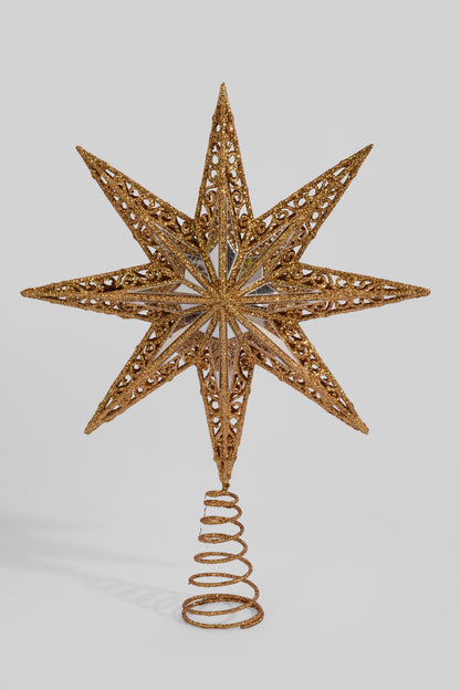 14" Glitter Tree Topper Gold