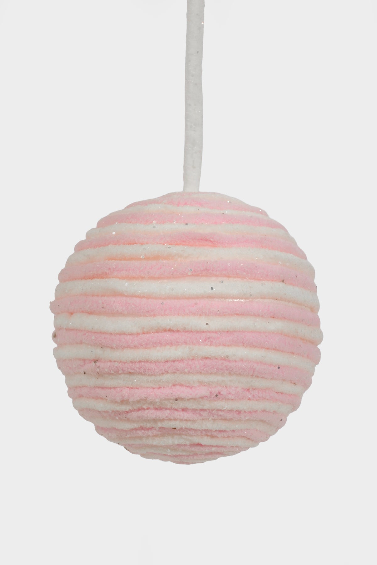 4.5" Ball Ornament Pink/White