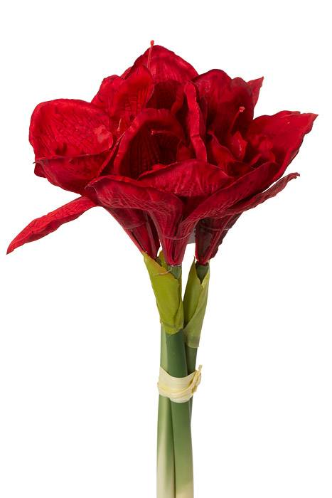 12.5" Silk Amaryllis Bundle Red
