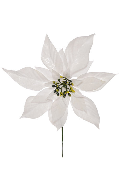 11" Poinsettia Head White CS/100Pcs
