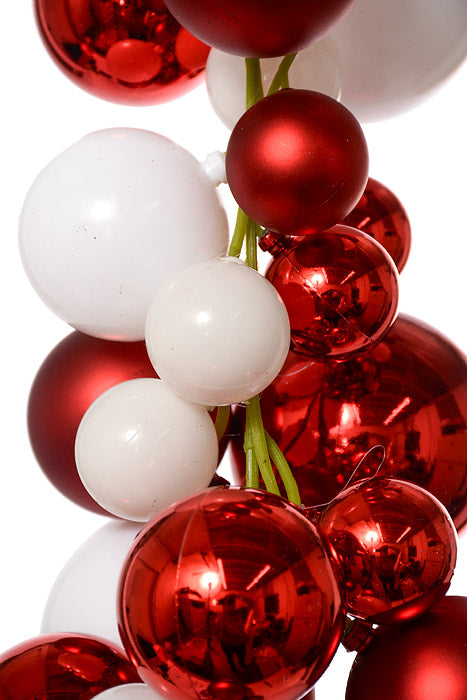 6Ft Shiny Matte Ball Garland White/Red