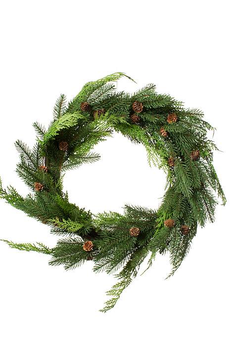 24" Just Cut Plas Woodland Pines Wreath Natural/frosted