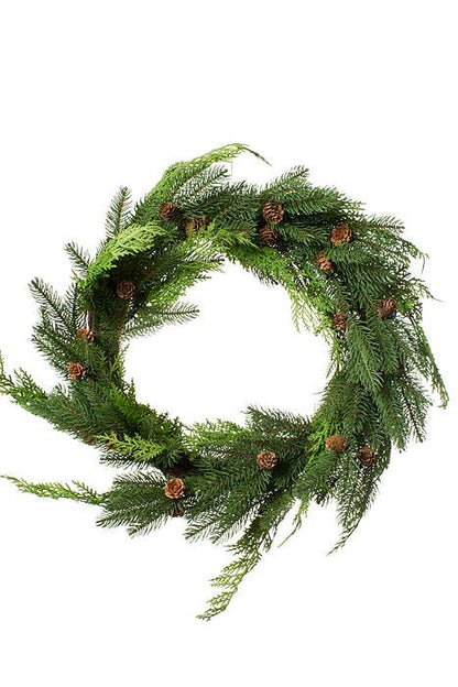 24" Just Cut Plas Woodland Pines Wreath Natural/frosted
