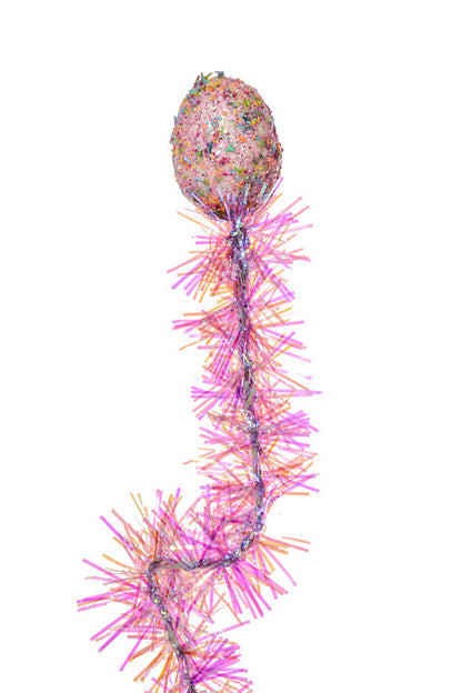 23" Easter Egg Tinsel Spray Pink