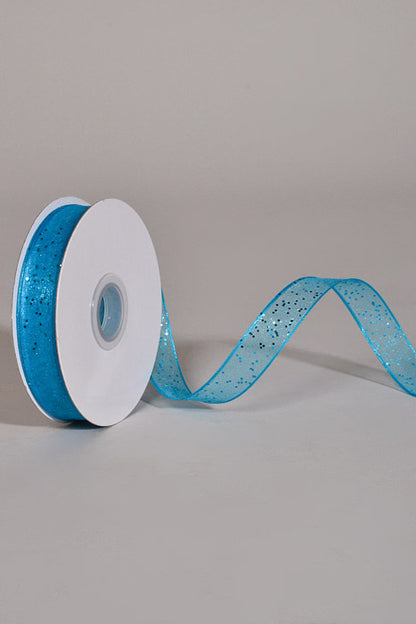 5/8" X 25Yds Wired Sparkle Sheer Ribbon Turquois