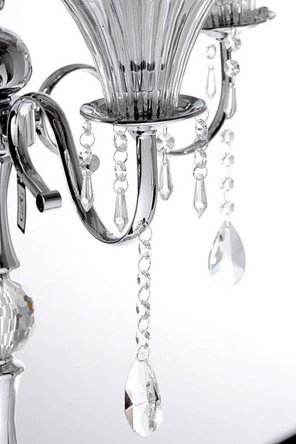 39" Metal 5-lite Candelabrum W/crystal Silver