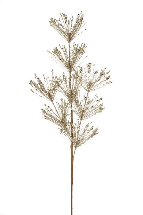 30" Sequin Tip Glitter Pine Spray Champagne