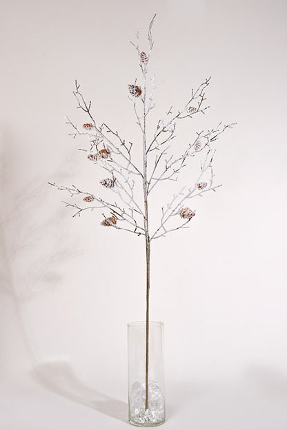 37" Snowy Twigs/Pinecones Stem Brown