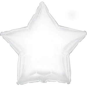 17" Foil Star Balloon White Pkg/25