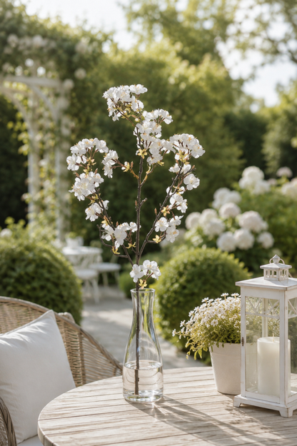 35" Silk Apple Blossom Spray White/cream