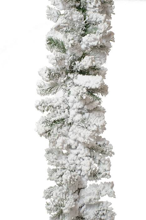 9 Ft X 12" Blackmore Snow Garland Green/snow