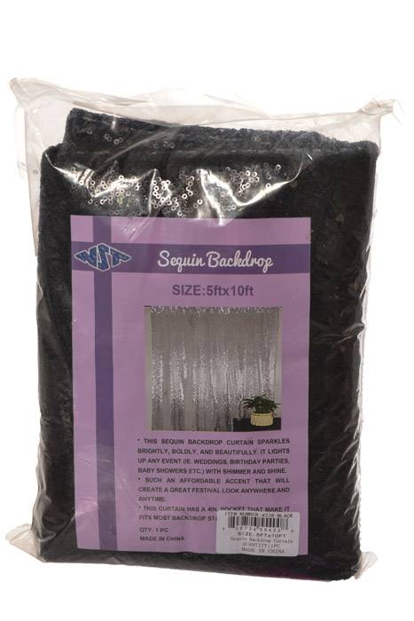 5Ft X 10Ft Sequin Fabric Backdrop Curtain Black