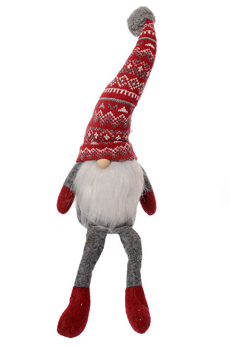 15" Sitting Gnome Red/Gray