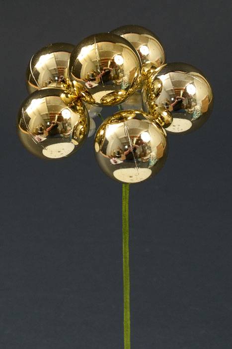 40mm Plastic Shiny Ball Stem Gold Pkg/6