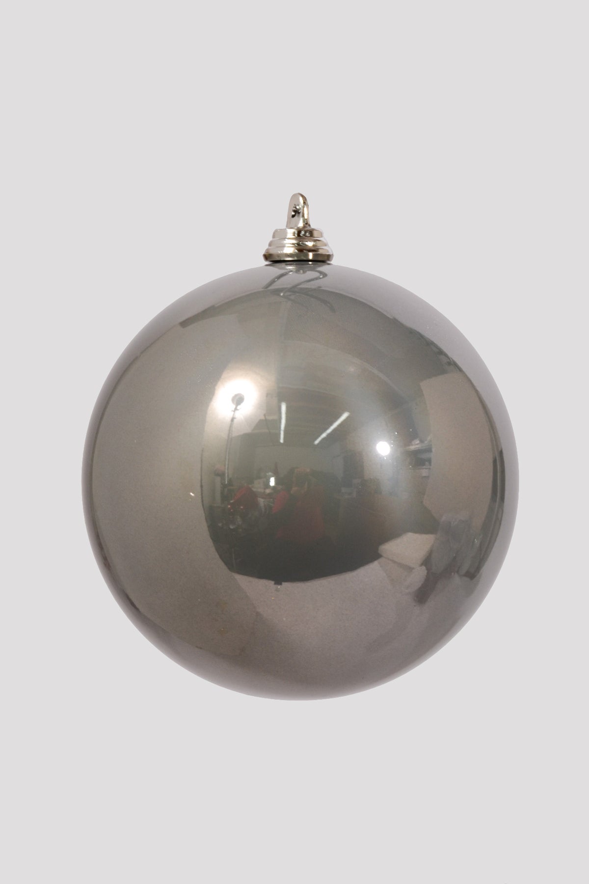4" Plastic Ball Ornament Pewter Pkg/4