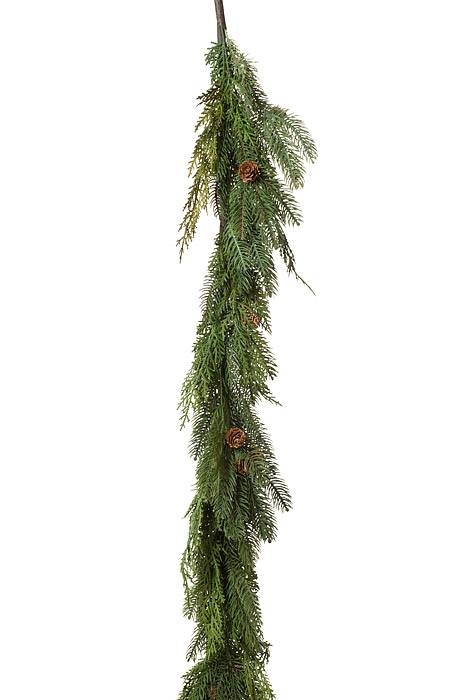 48&quot; Just Cut Plas Woodland Pines Garland Natural/frosted