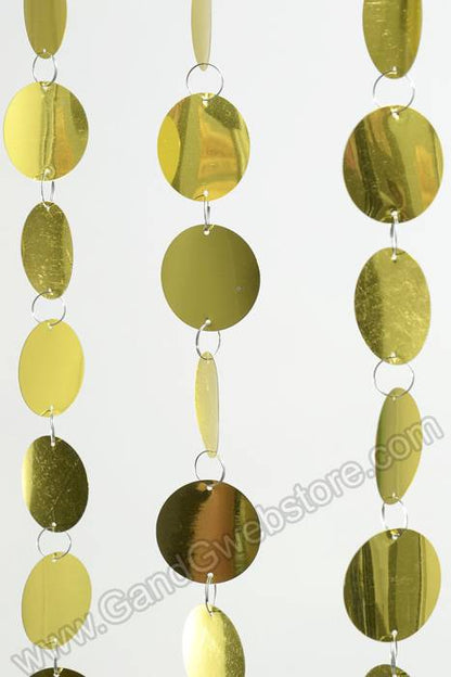 71" X  35.5" "spangles" Beaded Circles Curtain Gold