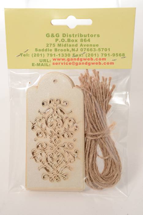 4" X 2" Hollow Tag Card W/rope Ivory Pkg/25