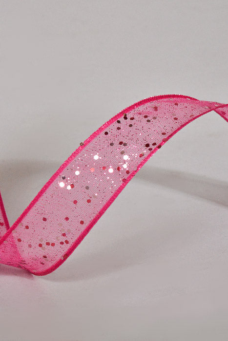5/8" X 25Yds Wired Sparkle Sheer Ribbon Fuchsia