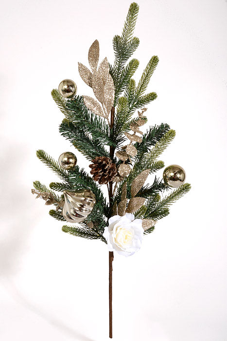 30" Pinecone Rose Ball Pick Green/Champagne