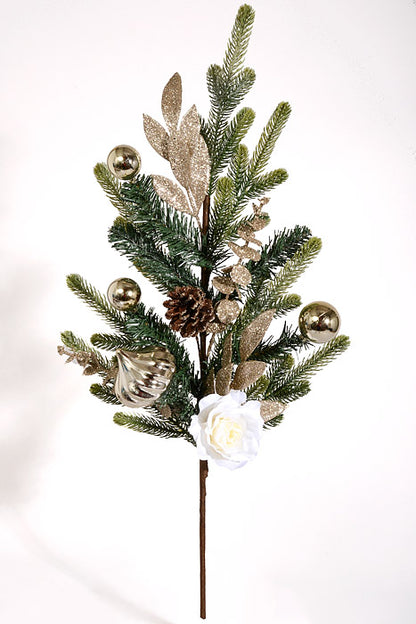 30" Pinecone Rose Ball Pick Green/Champagne