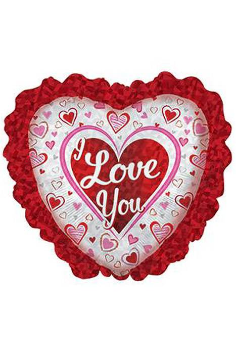 32" I Love You Prism Ruffle Heart Pkg/5
