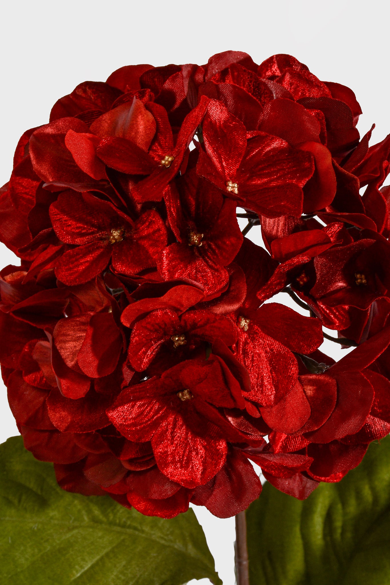 29" Shimmer Velvet Hydrangea Spray Red