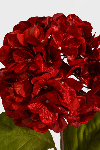 29" Shimmer Velvet Hydrangea Spray Red