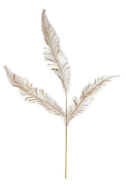 35" Glitter Fern Leaf Spray Gold