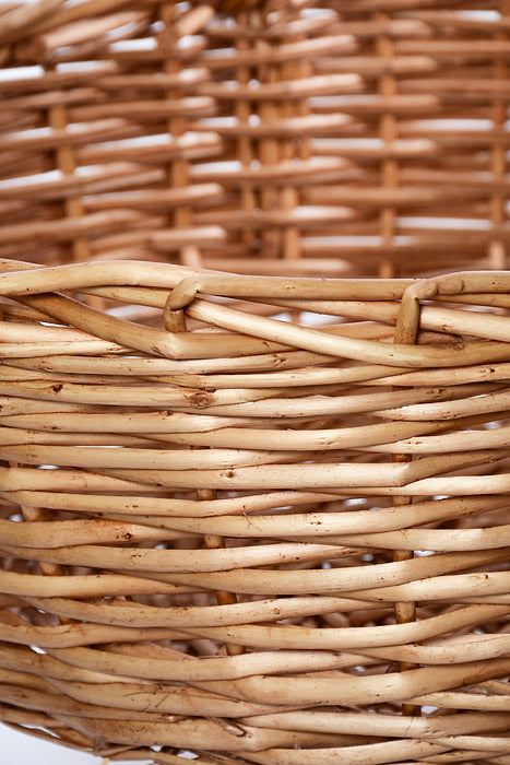 19.5" Oval Willow Basket With Holder &amp; Liner Natural