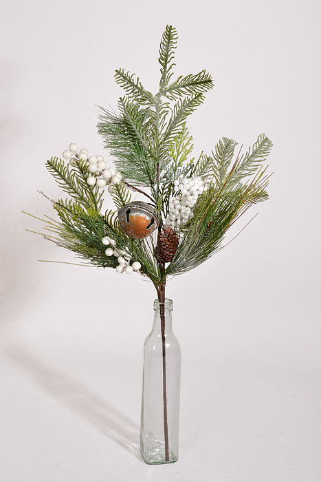 26" Pine Berry Bell Spray Green/White