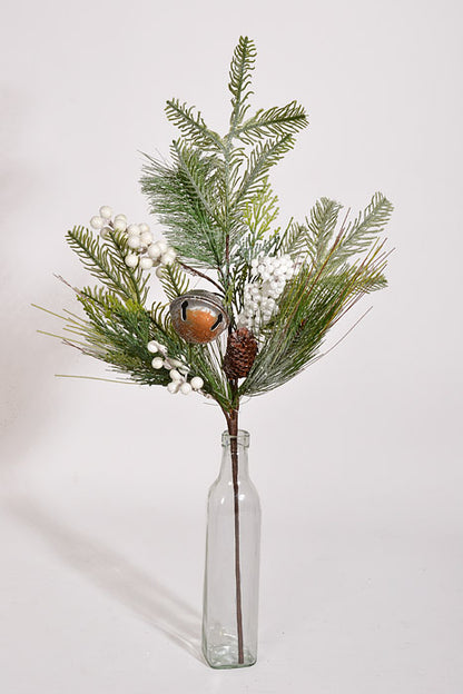 26" Pine Berry Bell Spray Green/White