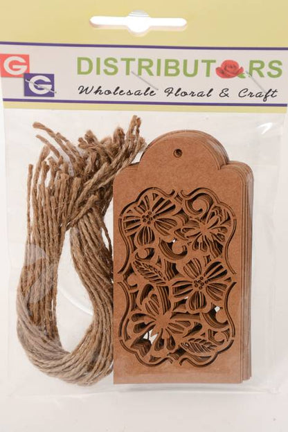 4" X 2" Hollow Tag Card W/rope Kraft Pkg/25