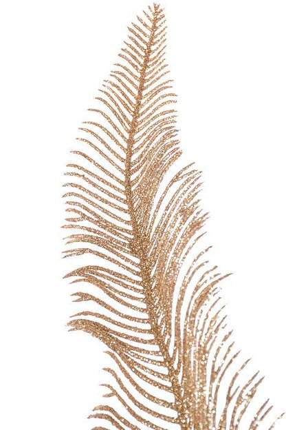 35" Glitter Fern Leaf Spray Gold