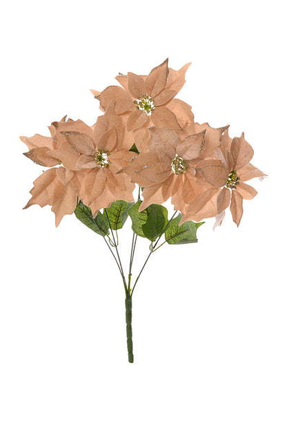 24" Velvet Poinsettia Bush (Champagne)