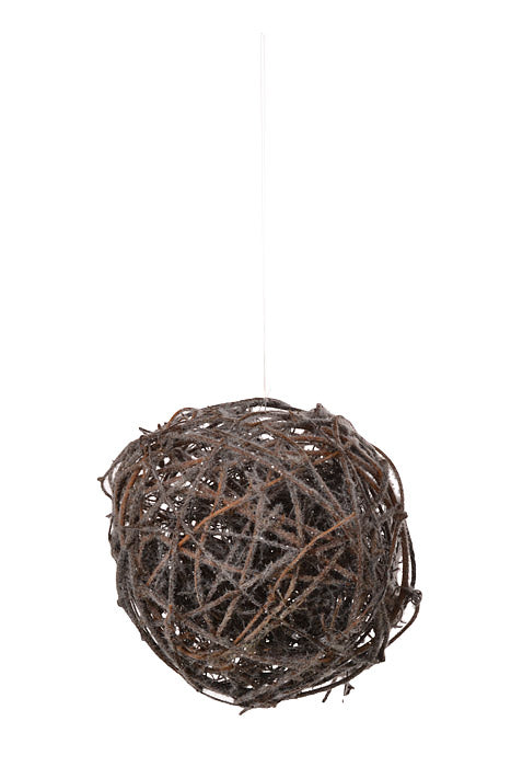 6" Frosted Vine Ball Ornament Natural/Frosted