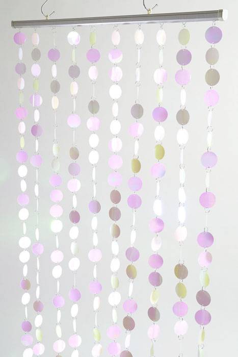71" X  35.5" "spangles" Beaded Circles Curtain Iridescent