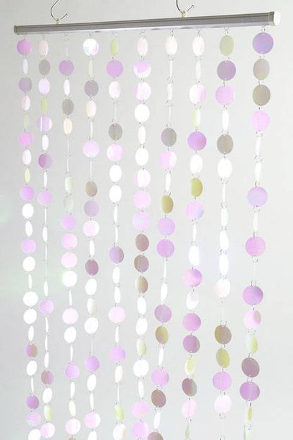 71" X  35.5" "spangles" Beaded Circles Curtain Iridescent