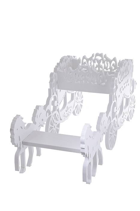 27.5" X 10" X 12" Carved Carriage White