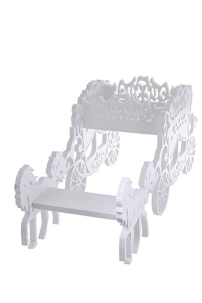 27.5" X 10" X 12" Carved Carriage White