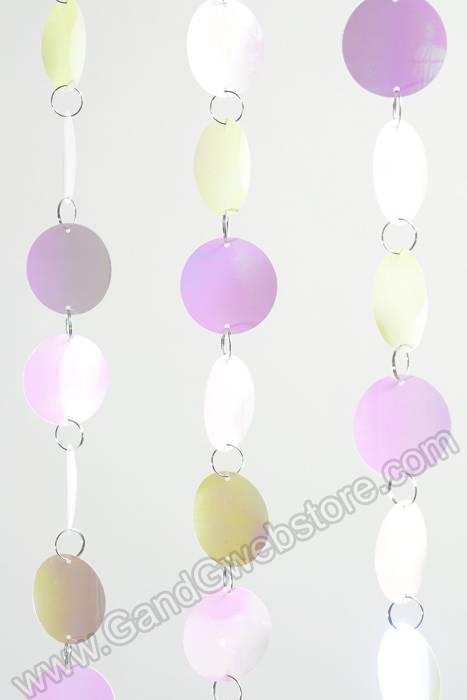 71" X  35.5" "spangles" Beaded Circles Curtain Iridescent