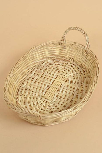 19" X 13.5" Oval Wicker Tray W/handles Natural