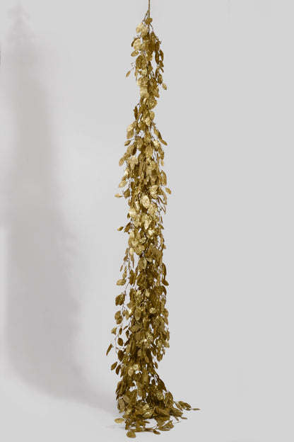 76" Glitter Eucalyptus Swag Garland Gold