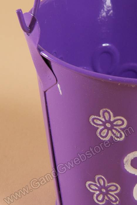 3.5" X 4" Bucket W/flowers Purple