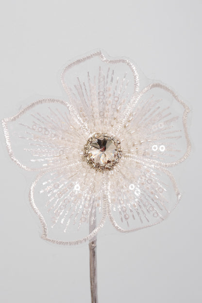31" Jeweled Lace Dogwood Spray White