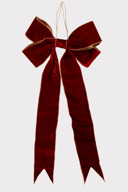 15" Velvet Bow with Gold Back Dark Red